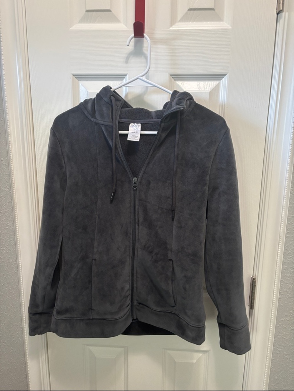 Time and Tru Dark Gray Hooded Zip Jacket